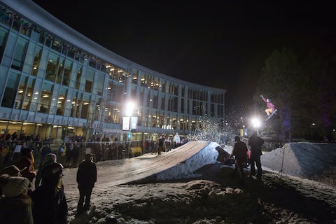 evening snowboarding event held during winter at TRU